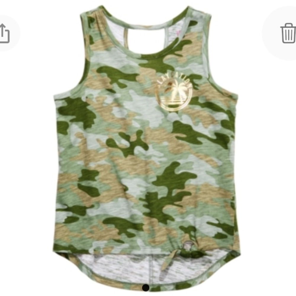 NEW Epic Threads Slaycation Camo Girls Tank Top, Size Small Youth, Green